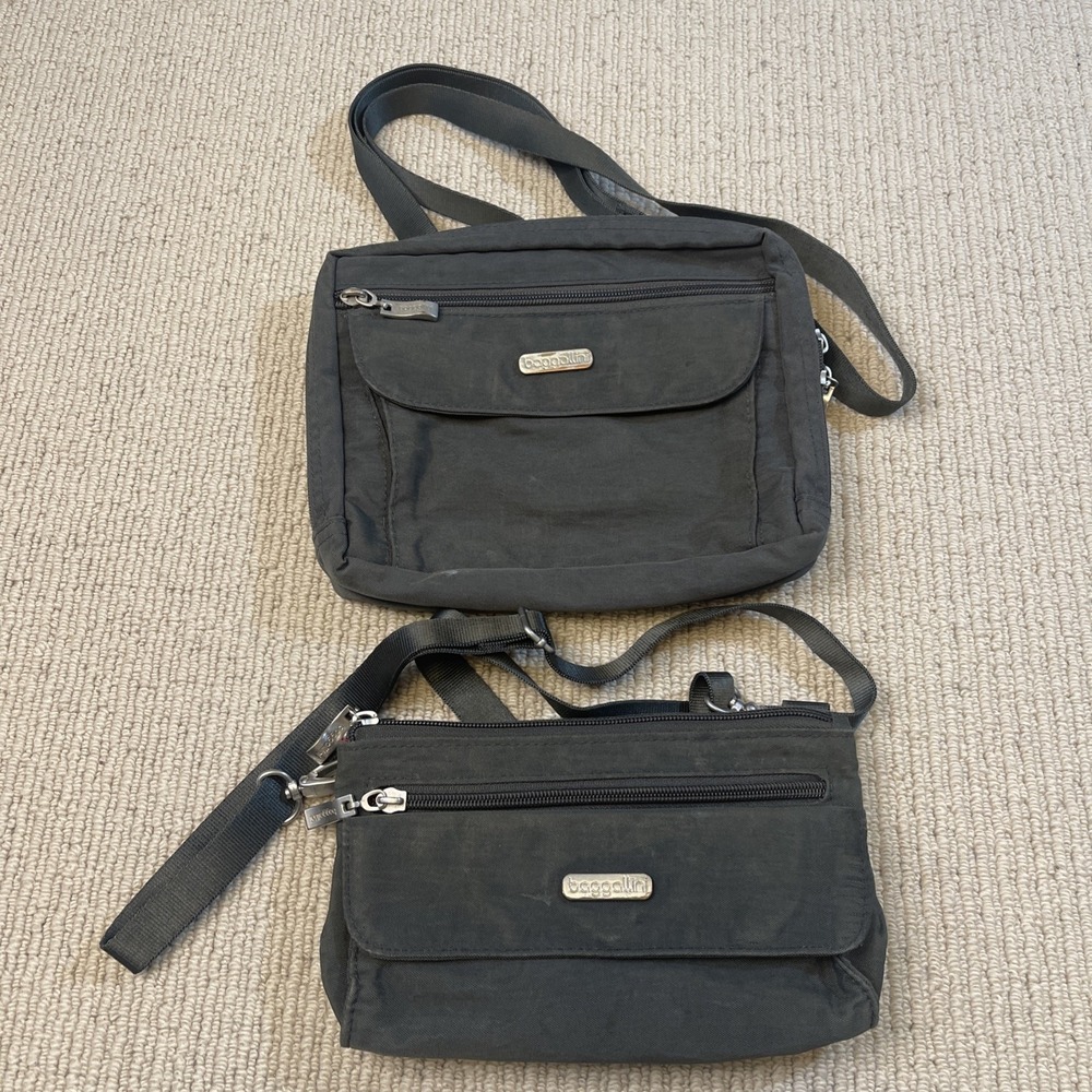 Baggallini Crossbody Convertible Belt Bag Gray Travel Purse Bundle